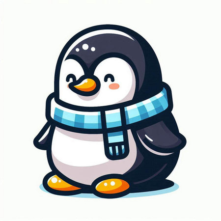 Cute penguin isolated on white background. Vector cartoon illustration.のイラスト素材