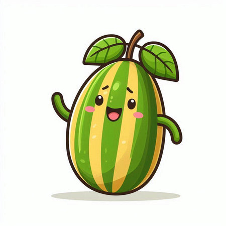 Cute cartoon watermelon character isolated on white background. Vector illustration.のイラスト素材