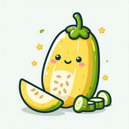 Cute kawaii papaya fruit character. Vector illustration.のイラスト素材