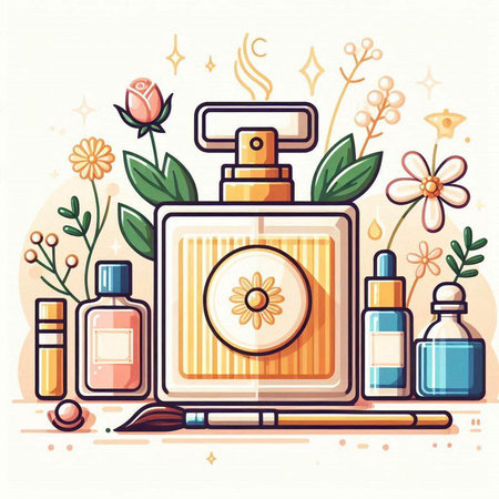 Cosmetics and make-up products. Vector illustration in flat style.のイラスト素材