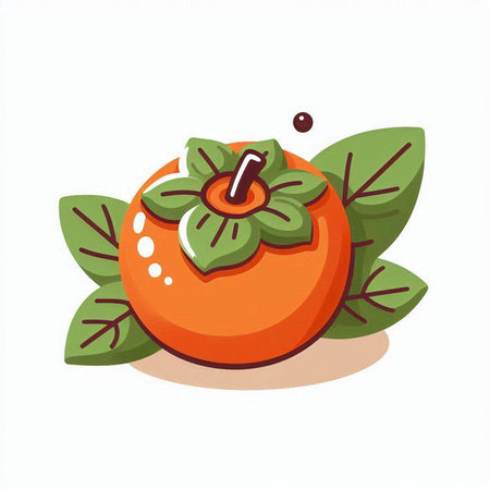 Ripe persimmon isolated on white background. Vector illustration.のイラスト素材