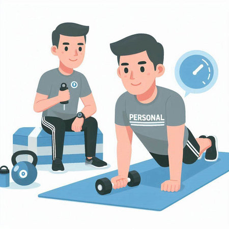 Man doing exercise for biceps with dumbbells, vector illustrationのイラスト素材