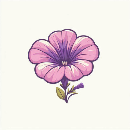 Purple flower isolated on white background. Vector illustration in flat style.のイラスト素材