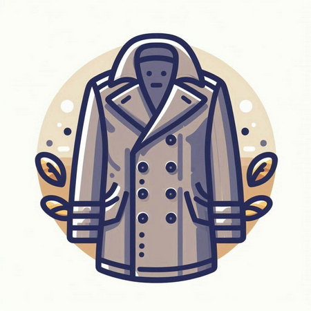 Vector illustration of a coat with a hood in a flat style.のイラスト素材