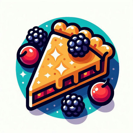Piece of cake with berries. Vector illustration in flat style.のイラスト素材
