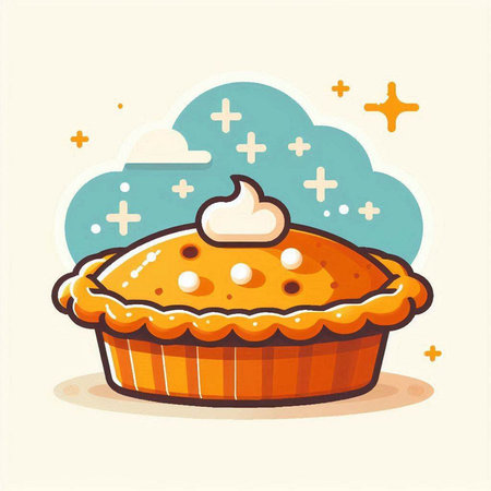 Illustration of a pie with cream on top. Vector illustration.のイラスト素材