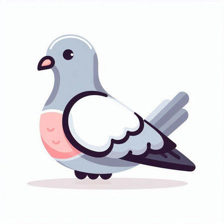 Pigeon on white background. Vector illustration in flat style.のイラスト素材
