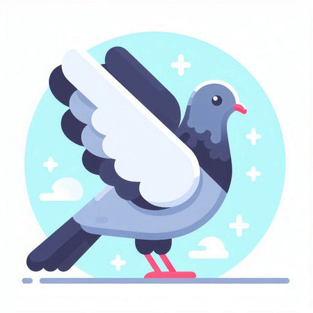 Pigeon vector illustration in flat style. Bird in the sky.のイラスト素材