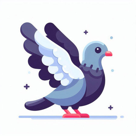 Pigeon flat vector illustration. Pigeon with wings.のイラスト素材