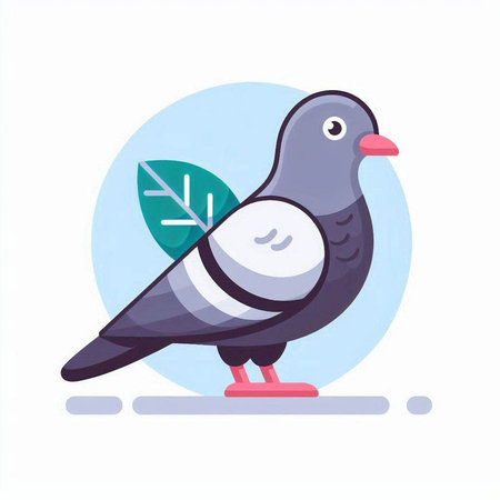 Pigeon with leaf in its beak. Flat vector illustration.のイラスト素材