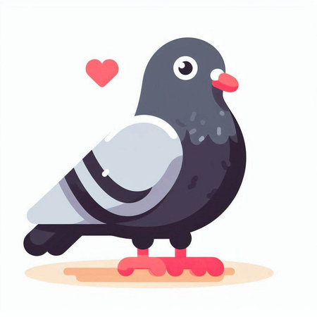 Pigeon in love. Vector illustration in a flat style.のイラスト素材