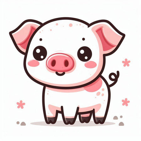 Cute cartoon pig isolated on a white background. Vector illustration.のイラスト素材