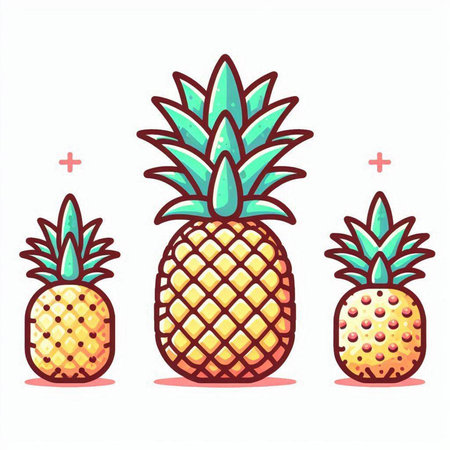Pineapple vector icon set. Cartoon illustration of pineapple vector icon set for web designのイラスト素材