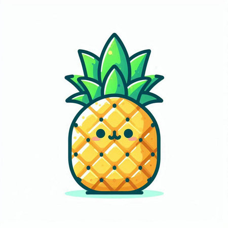 Pineapple character. Cute cartoon fruit. Vector illustration.のイラスト素材