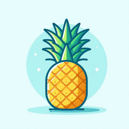 Pineapple icon. Vector illustration in flat style. Isolated on blue background.のイラスト素材