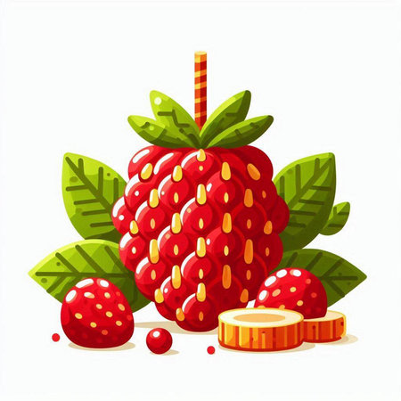 Strawberry vector illustration. Fresh berry isolated on white background.のイラスト素材