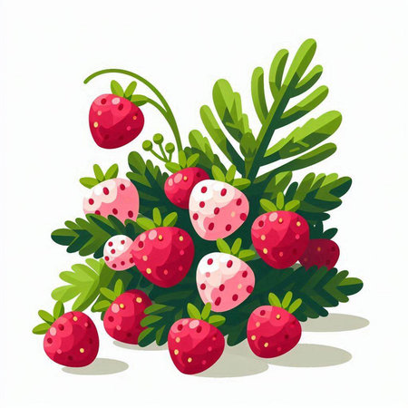 Strawberry bunch isolated on white background. Vector illustration for your designのイラスト素材