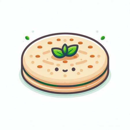Illustration of a pancake with mint on a white background.のイラスト素材