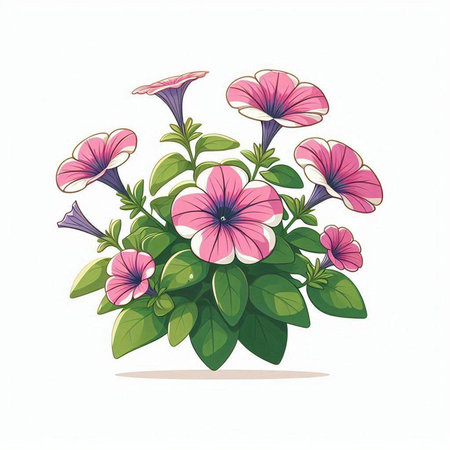 Petunia flowers isolated on white background. Vector illustration for your designのイラスト素材