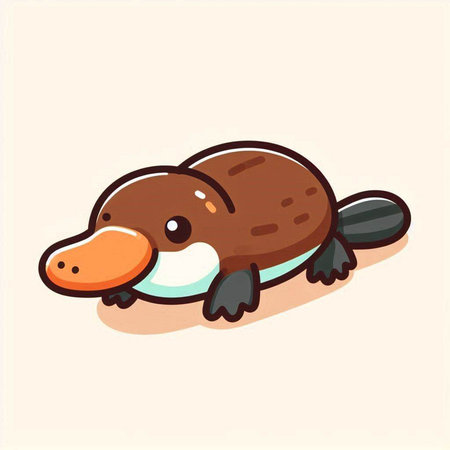 Cute cartoon platypus on white background. Vector illustration.のイラスト素材