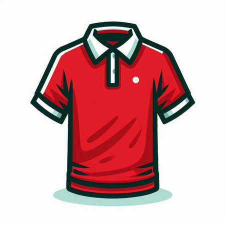 Red polo shirt isolated on a white background. Vector illustration.のイラスト素材