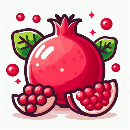 Pomegranate fruit icon on white background. Vector illustration.のイラスト素材