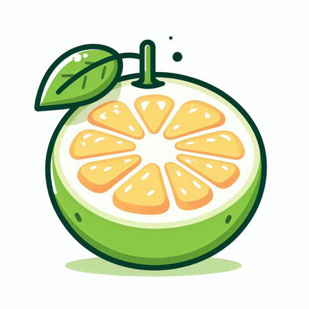 Cute cartoon orange fruit isolated on white background. Vector illustration.のイラスト素材