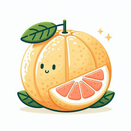 Cute cartoon orange fruit isolated on white background. Vector illustration.のイラスト素材