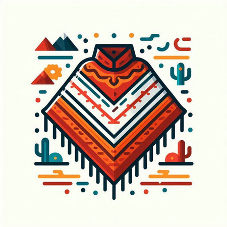 Tribal indian blanket with geometric elements. Vector illustration.のイラスト素材