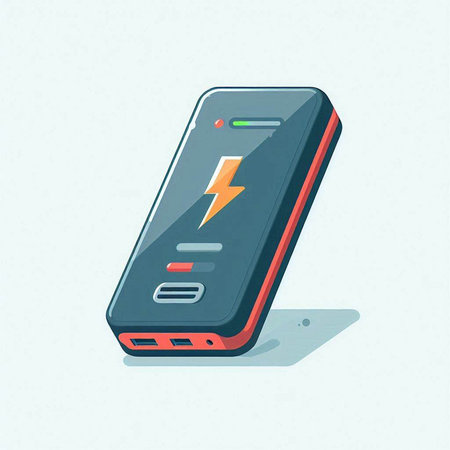 Smartphone with lightning icon, vector illustration. Flat design style.のイラスト素材