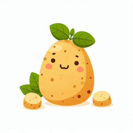 Cute potato character. Vector illustration isolated on a white background.のイラスト素材