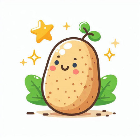 Cute potato character. Vector illustration isolated on a white background.のイラスト素材