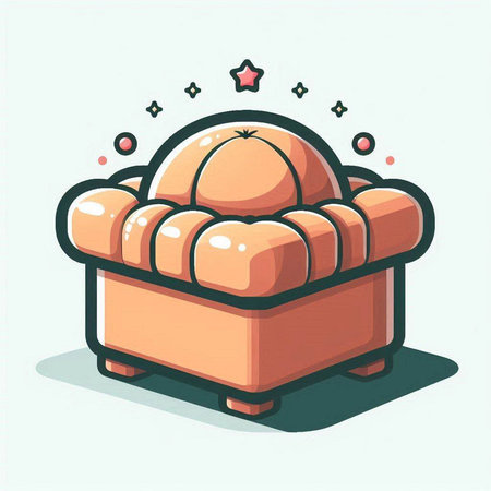 Illustration of an Isometric Sofa with Stars in the Backgroundのイラスト素材