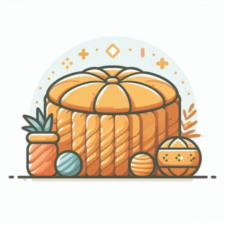 Hand drawn vector illustration of Easter cake. Line art design for web, site, advertising, banner, poster, board and print.のイラスト素材