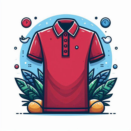Illustration of red polo shirt on white background, vector illustrationのイラスト素材