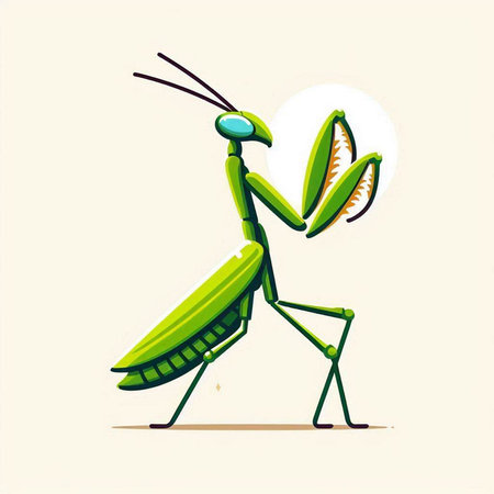 Praying mantis on a white background. Vector illustration.のイラスト素材