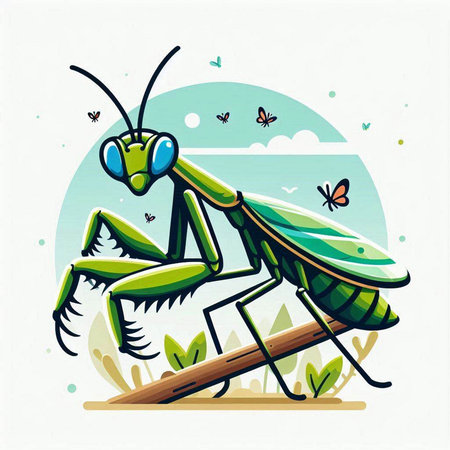 Praying mantis. Vector illustration of praying mantis.のイラスト素材