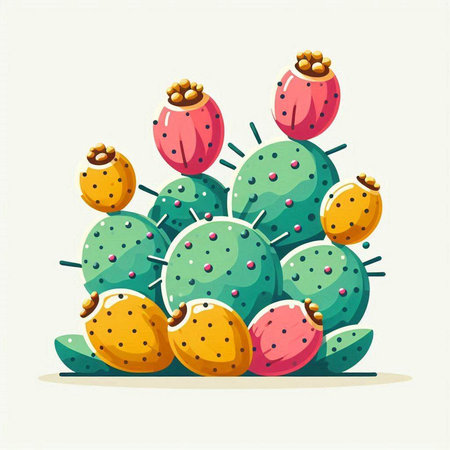 Cartoon cactus vector illustration. Cacti flat style.のイラスト素材