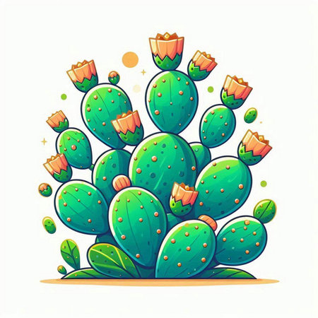 Cactus with flowers. Vector illustration isolated on a white background.のイラスト素材