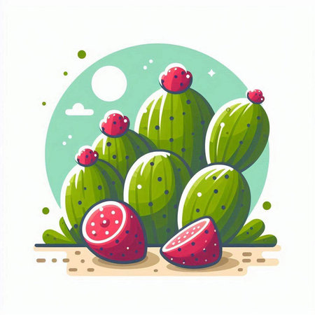Illustration of cactus in flat style. Vector illustration of cactus.のイラスト素材