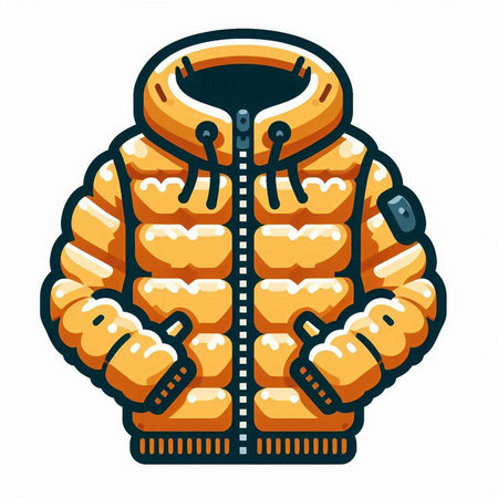 Winter jacket isolated on white background. Vector illustration in retro style.のイラスト素材