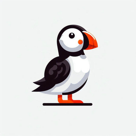 Puffin isolated on white background. Vector illustration in cartoon style.のイラスト素材