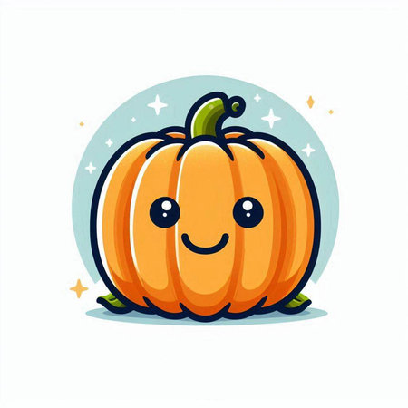 Cute kawaii pumpkin character isolated on white background. Vector illustration.のイラスト素材