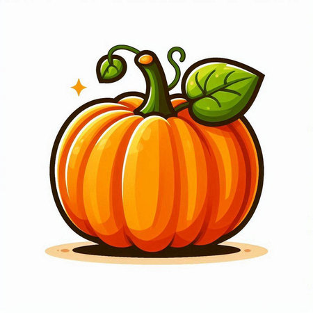 Pumpkin vector illustration isolated on white background. Cute cartoon pumpkin.のイラスト素材