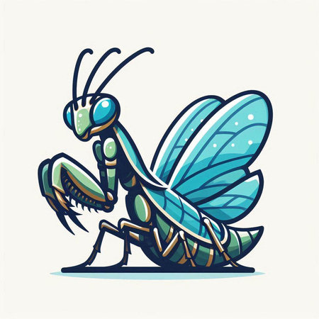 Praying mantis. Vector illustration of a praying mantis.のイラスト素材