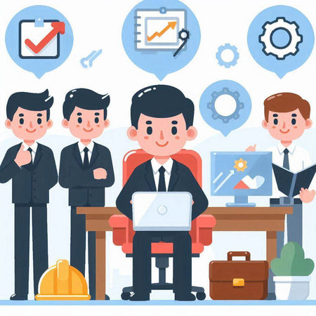 Business people working in office. Vector illustration in a flat style.のイラスト素材