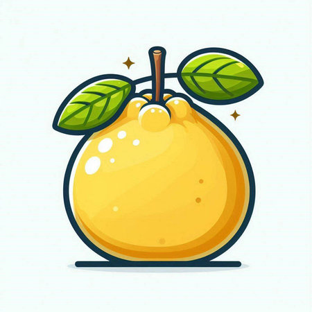 Cute cartoon pomelo fruit. Vector illustration isolated on white background.のイラスト素材