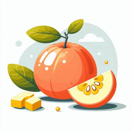 Illustration of fresh orange fruit on white background. Vector illustration.のイラスト素材