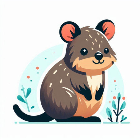 Cute cartoon hamster sitting on the ground. Vector illustration.のイラスト素材
