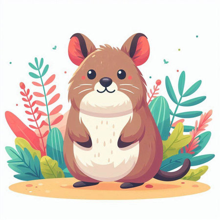 Cute hamster on the sand. Vector illustration in cartoon style.のイラスト素材